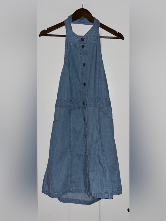 Free People Dresses & Skirts - Free People Sami Denim Cotton Halter Mini Dress Backless Women L Country Western